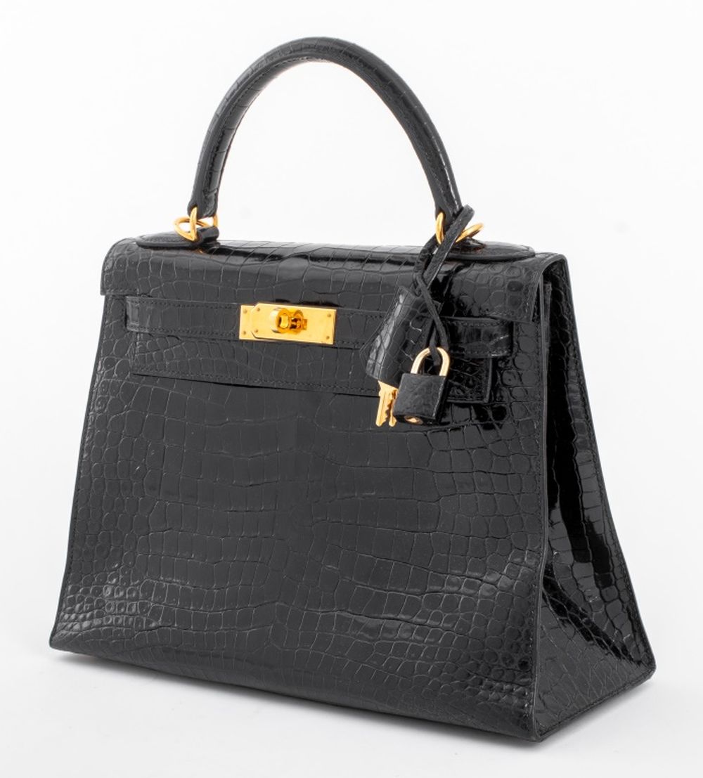 HERMES BLACK ALLIGATOR KELLY BAG Hermes