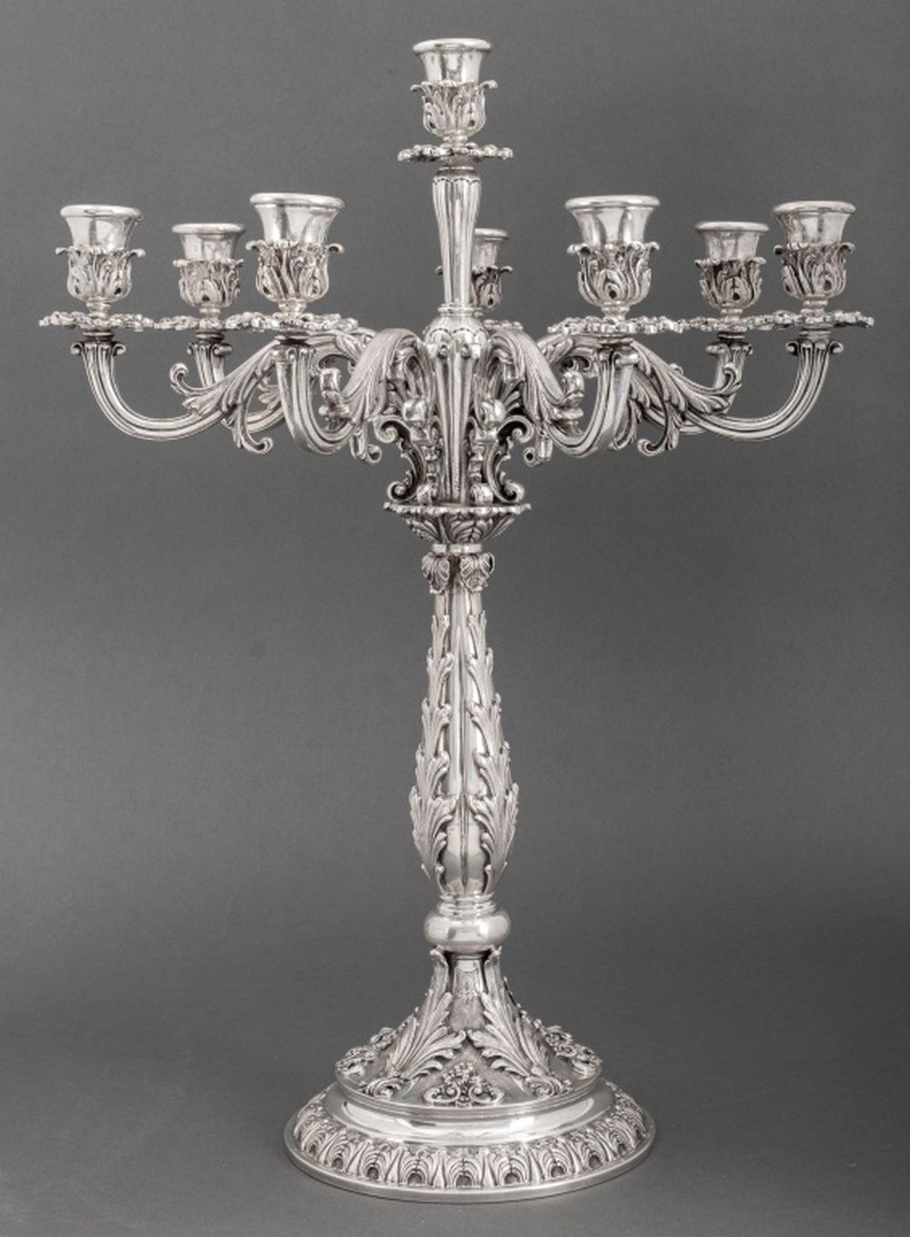 ITALIAN BAROQUE STYLE SILVER 8-LIGHT