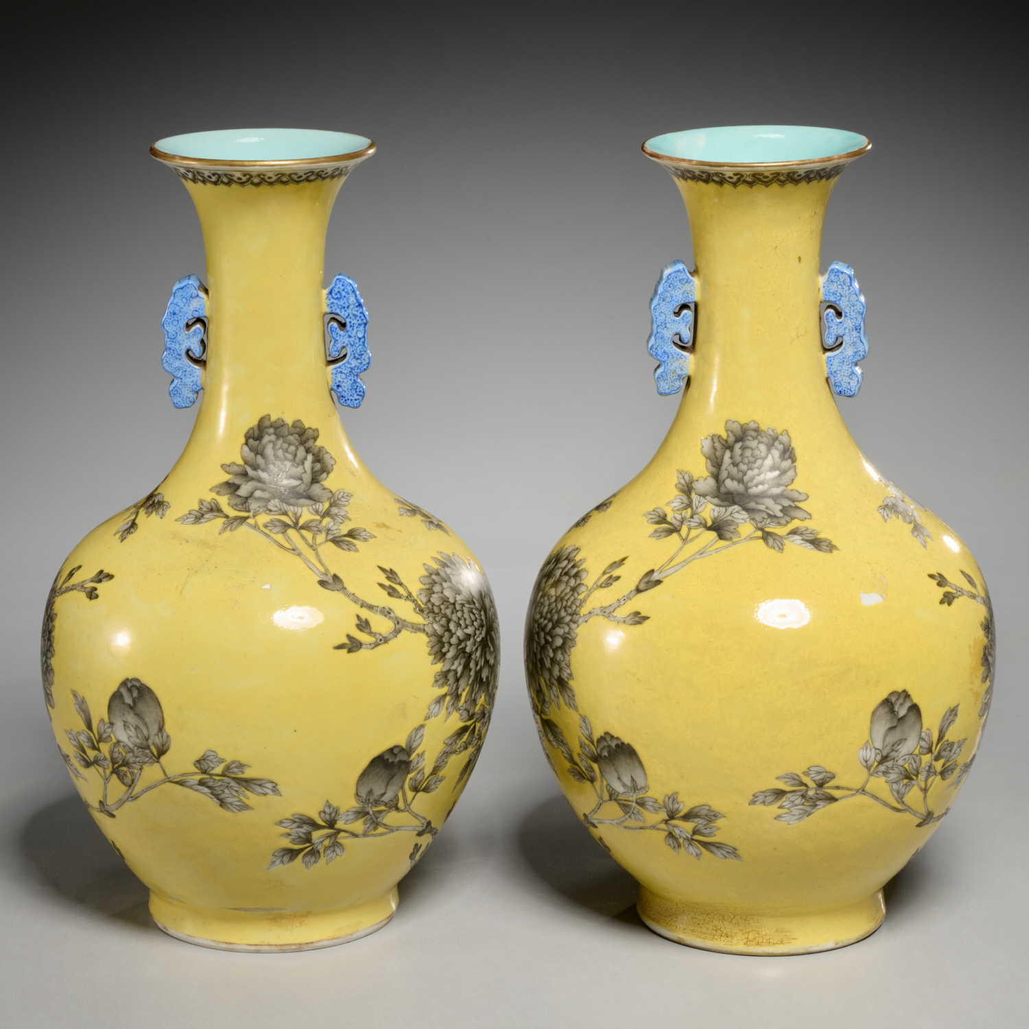 PAIR CHINESE FAMILLE JAUNE YUHUCHUNPING