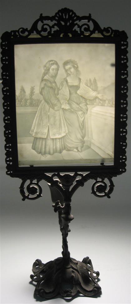 Cast metal framed lithopane candleholder candlescreen 4c657