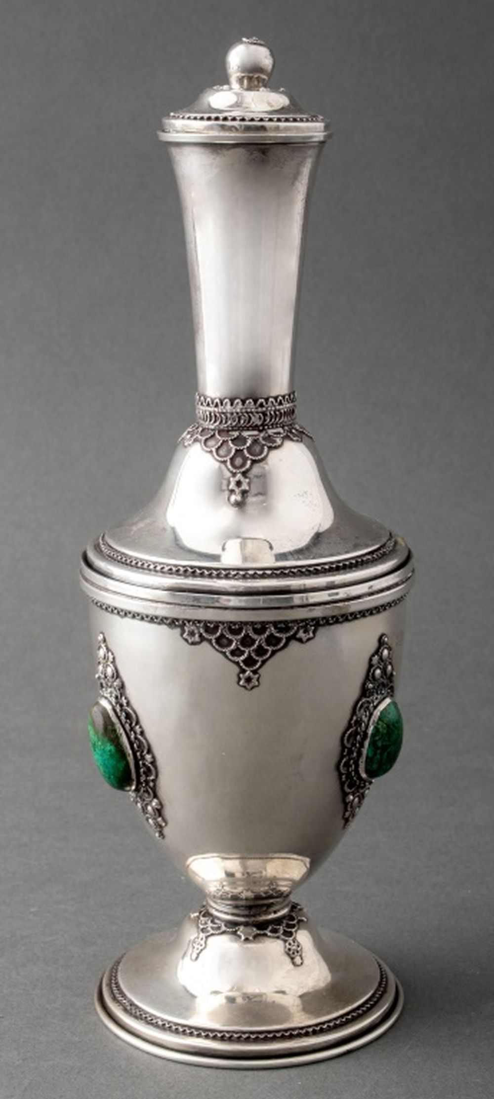 ISRAELI STERLING SILVER GEM-SET LIDDED