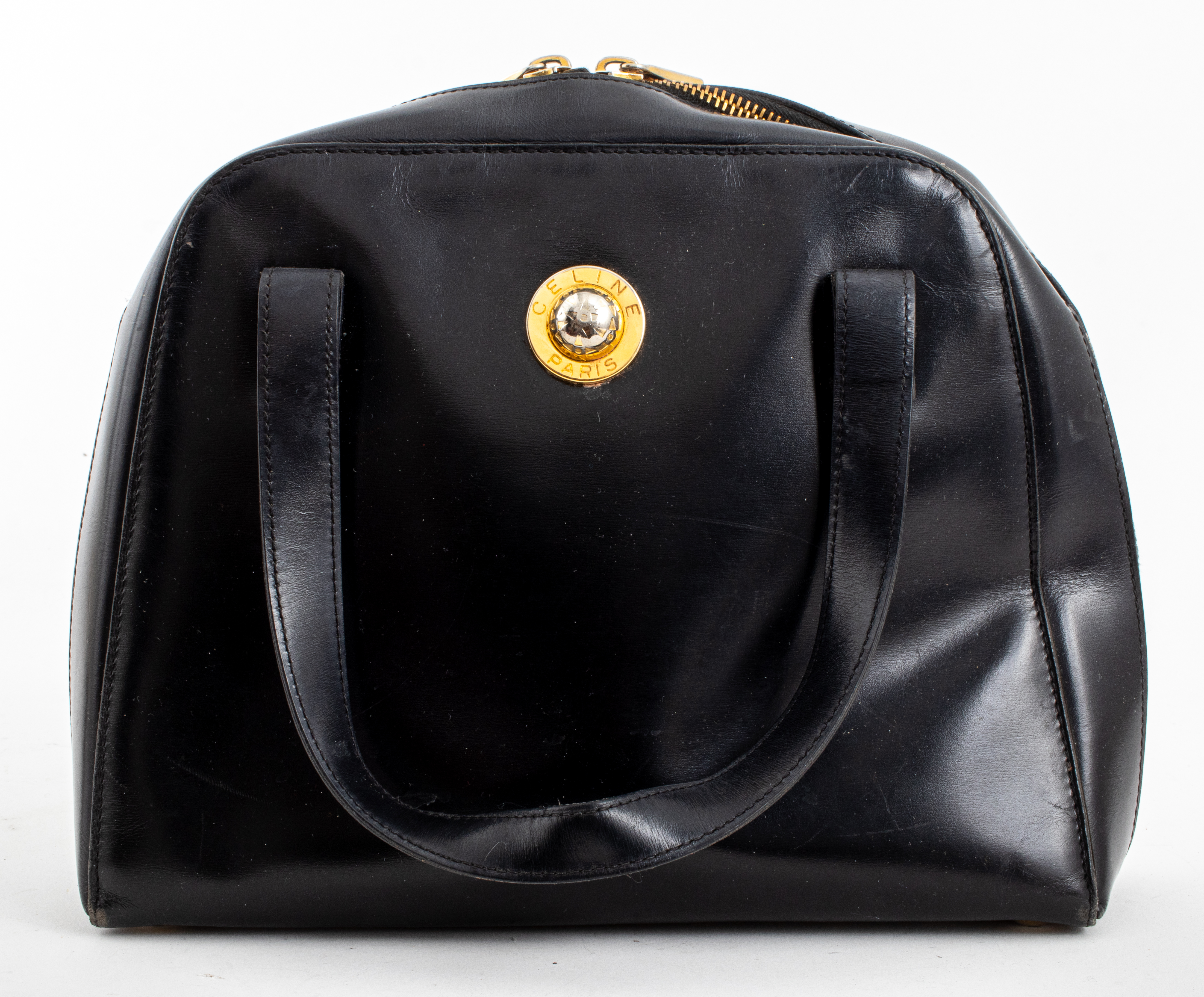 CELINE PARIS BLACK LEATHER HANDBAG