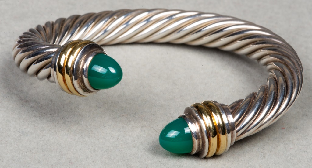 18K YELLOW GOLD & SILVER GREEN