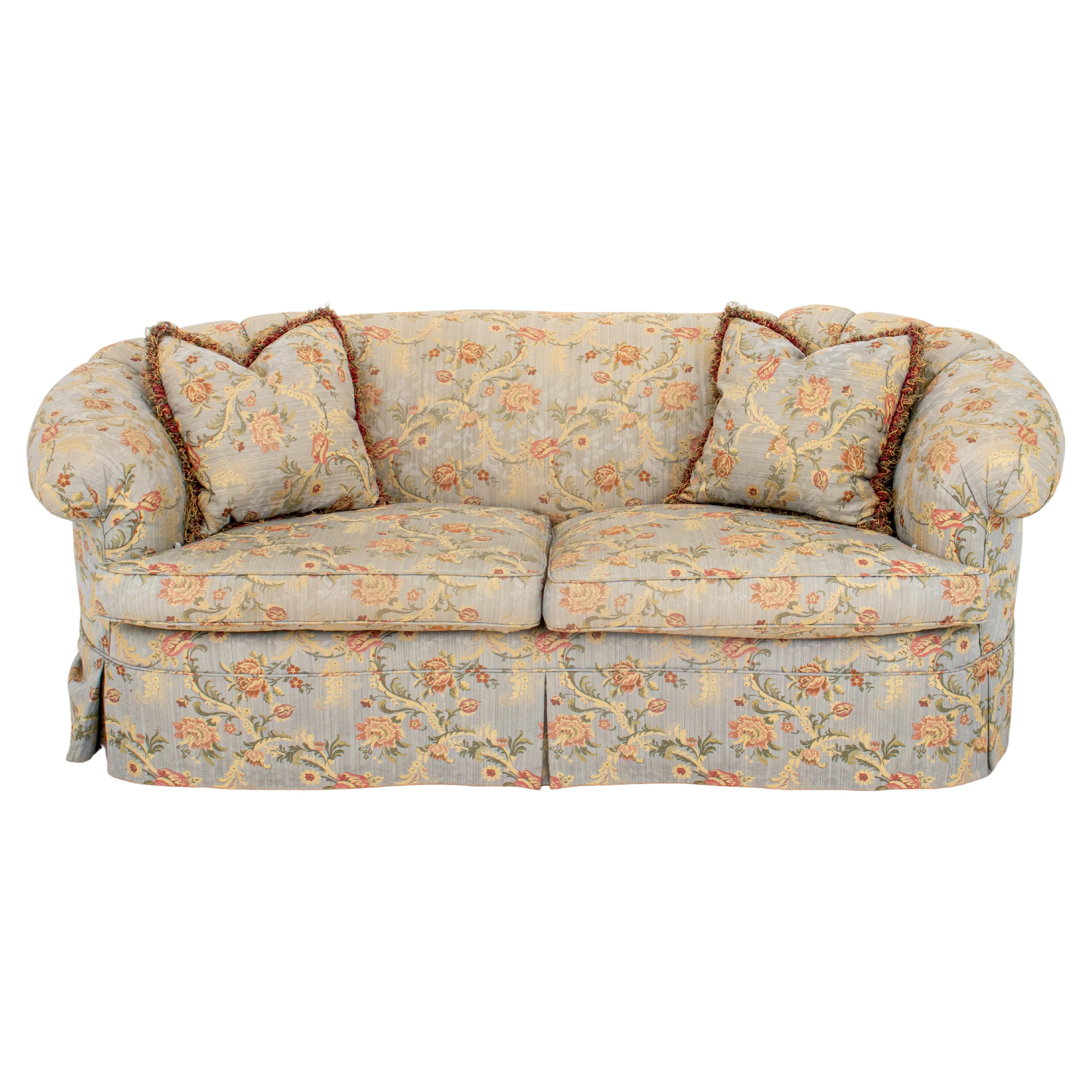 FLORAL BROCADE UPHOLSTERED TWO