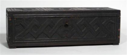 Carved and painted wooden box 