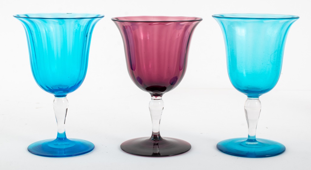 CARDER STEUBEN WINE GLASSES, 3