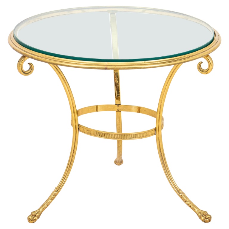 BRASS AND GLASS GUERIDON TABLE 2fc091