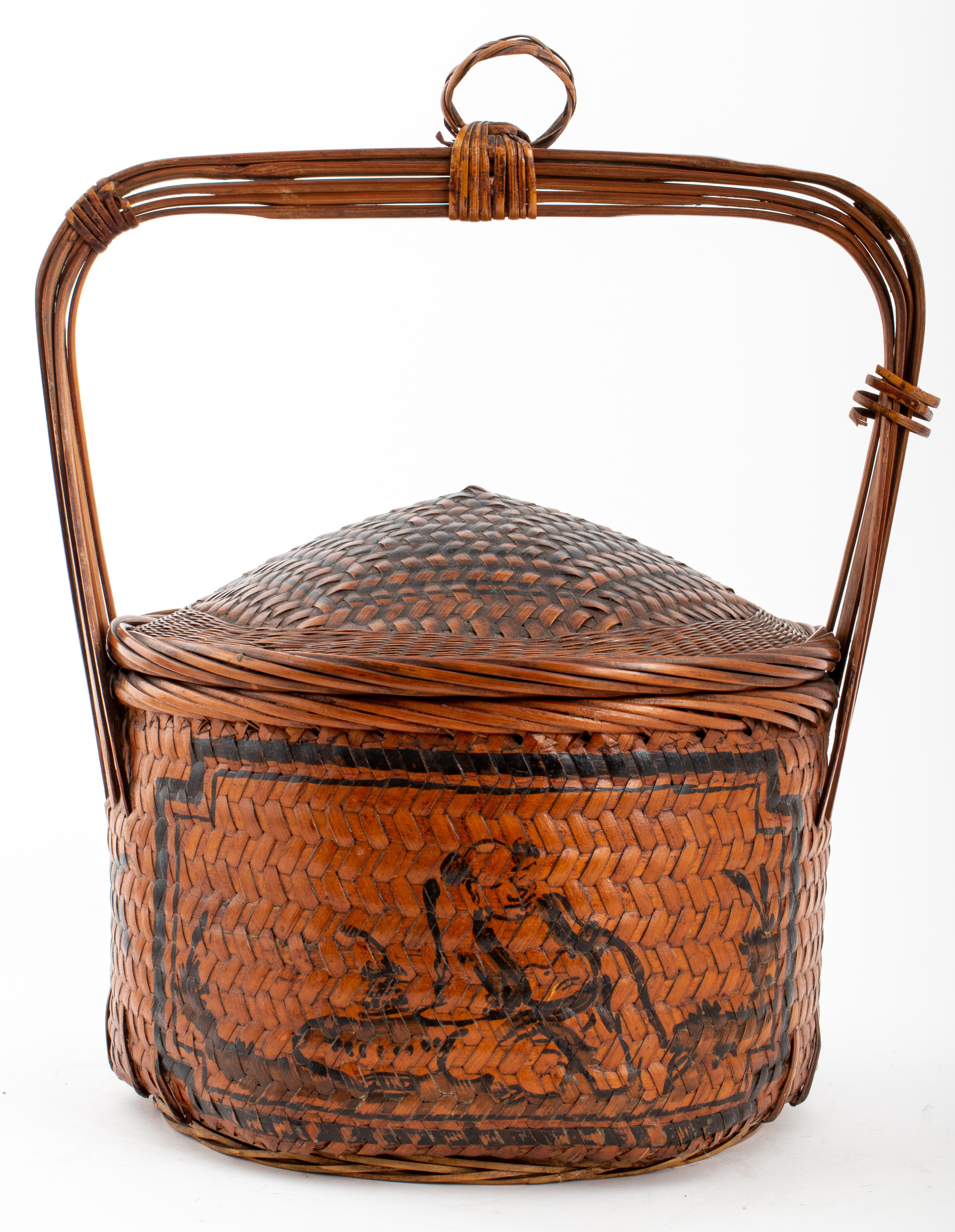 ANTIQUE JAPANESE HAND-WOVEN BAMBOO BASKET