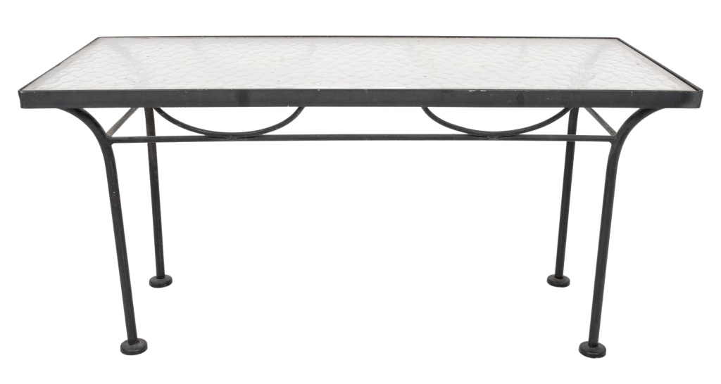 GLASS & CAST IRON OUTDOOR TABLE