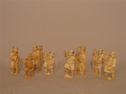 Eight Carved Ivory Figures    Japanese