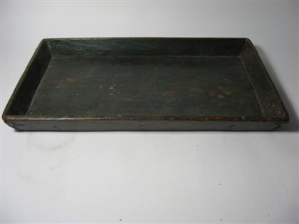 Painted wood tray    overall green