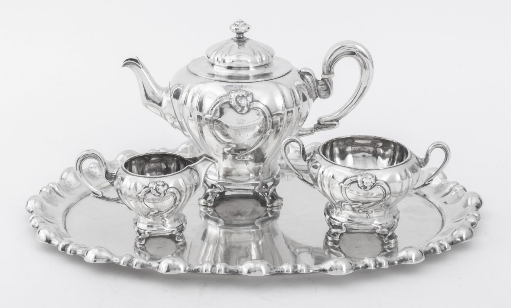 AUSTRIAN ART NOUVEAU SILVER TEA SET