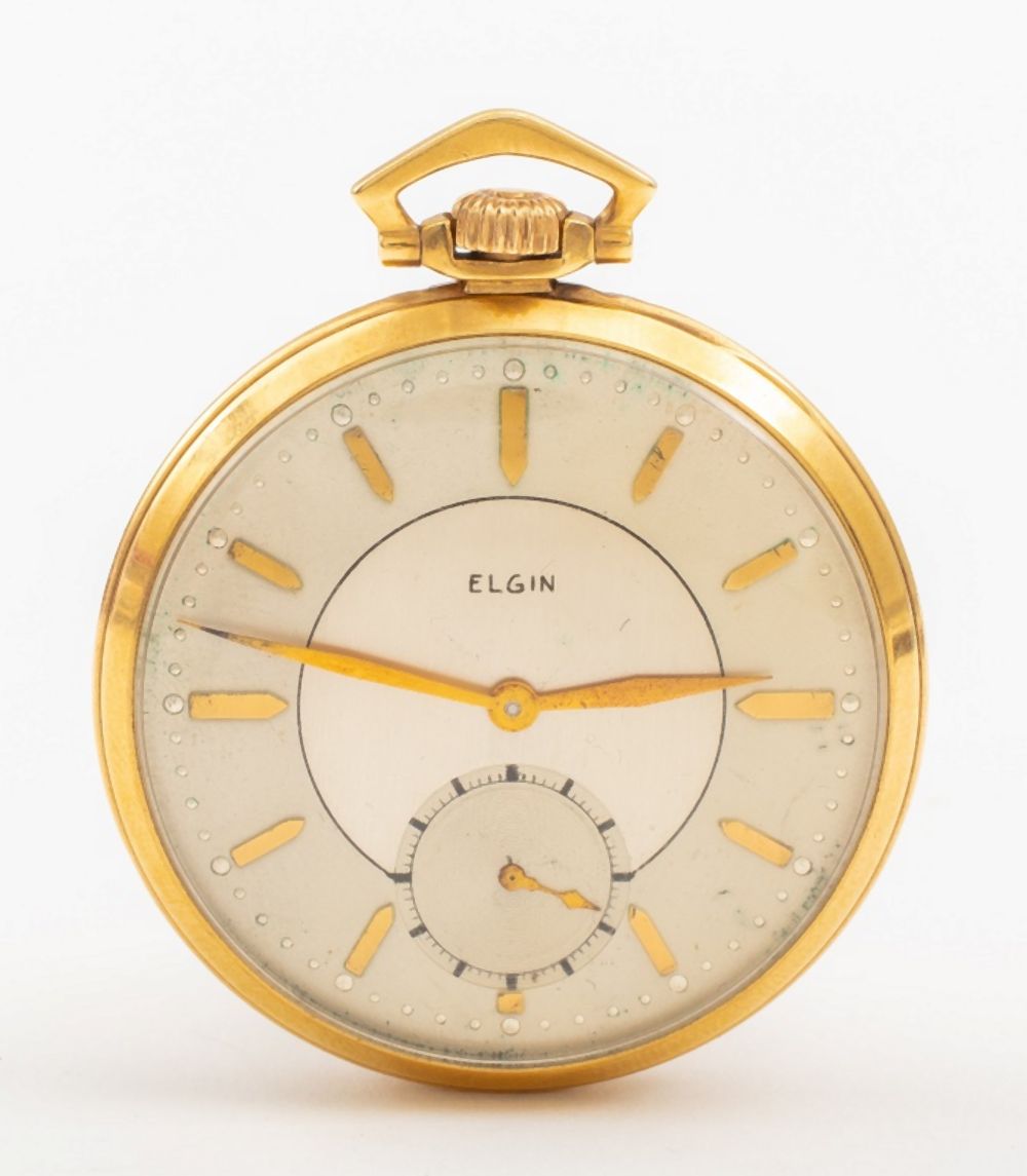 VINTAGE ELGIN 14K GOLD OPEN FACE POCKET