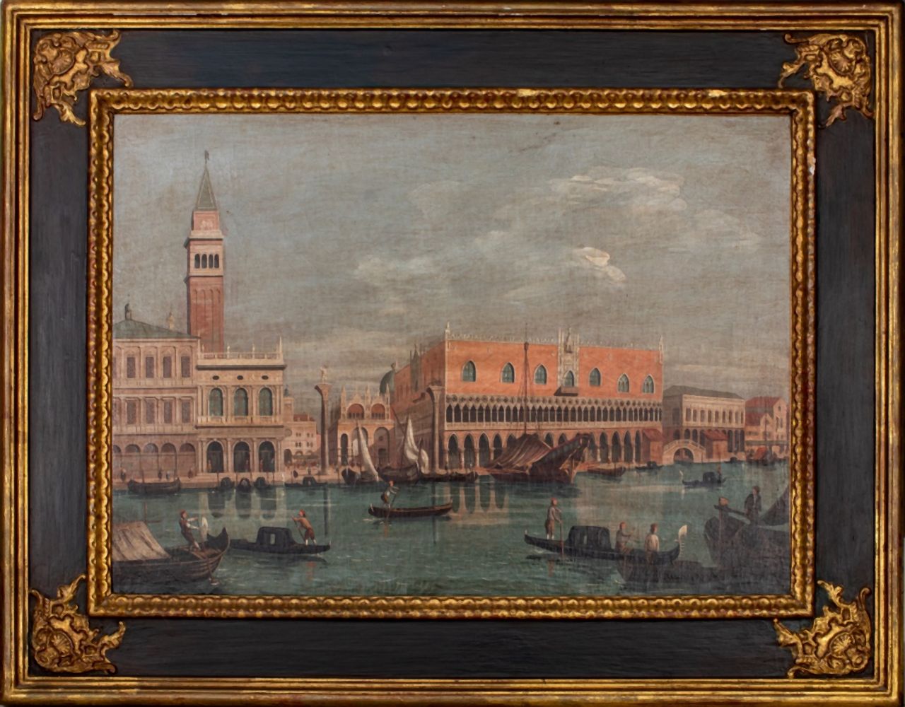 ANTIQUE VENETIAN LANDSCAPE OIL 2fc1b3