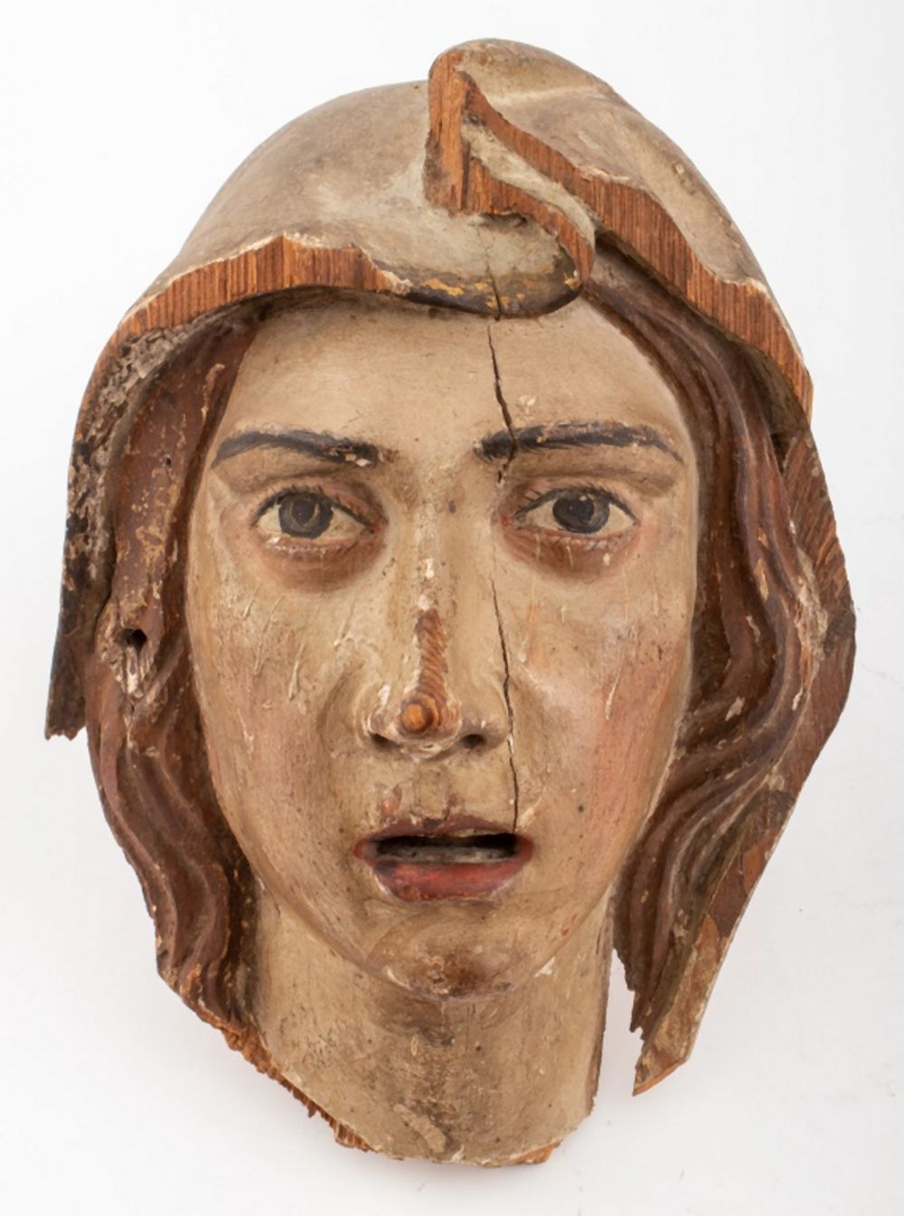 POLYCHROME WOODEN SCULPTURAL FRAGMENT,