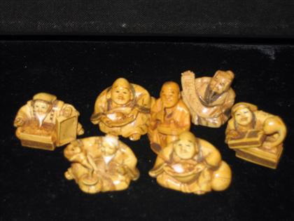 Seven Figural Ivory Netsuke    Japanese,