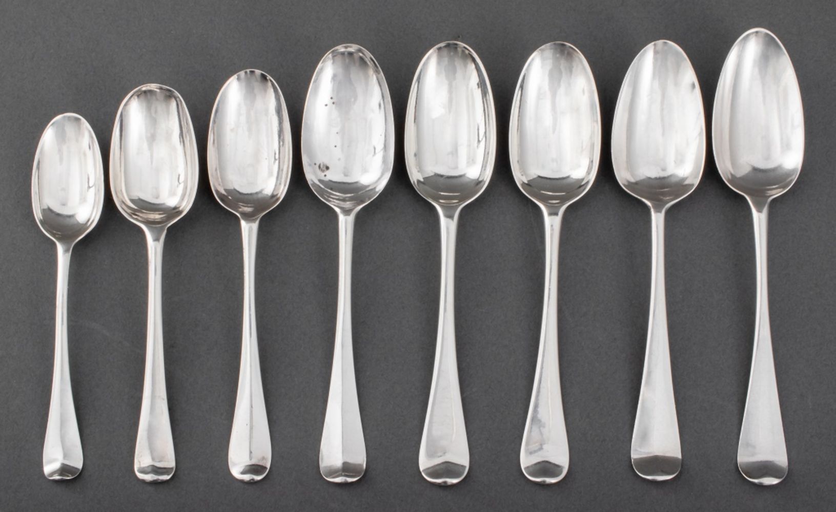 GEORGIAN SILVER TABLE OR PLACE SPOONS,