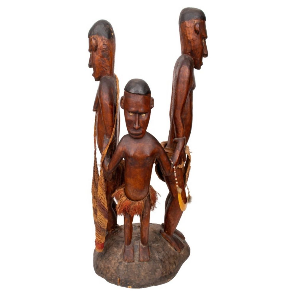 OCEANIC LARGE CARVED WOOD FIGURAL GROUP