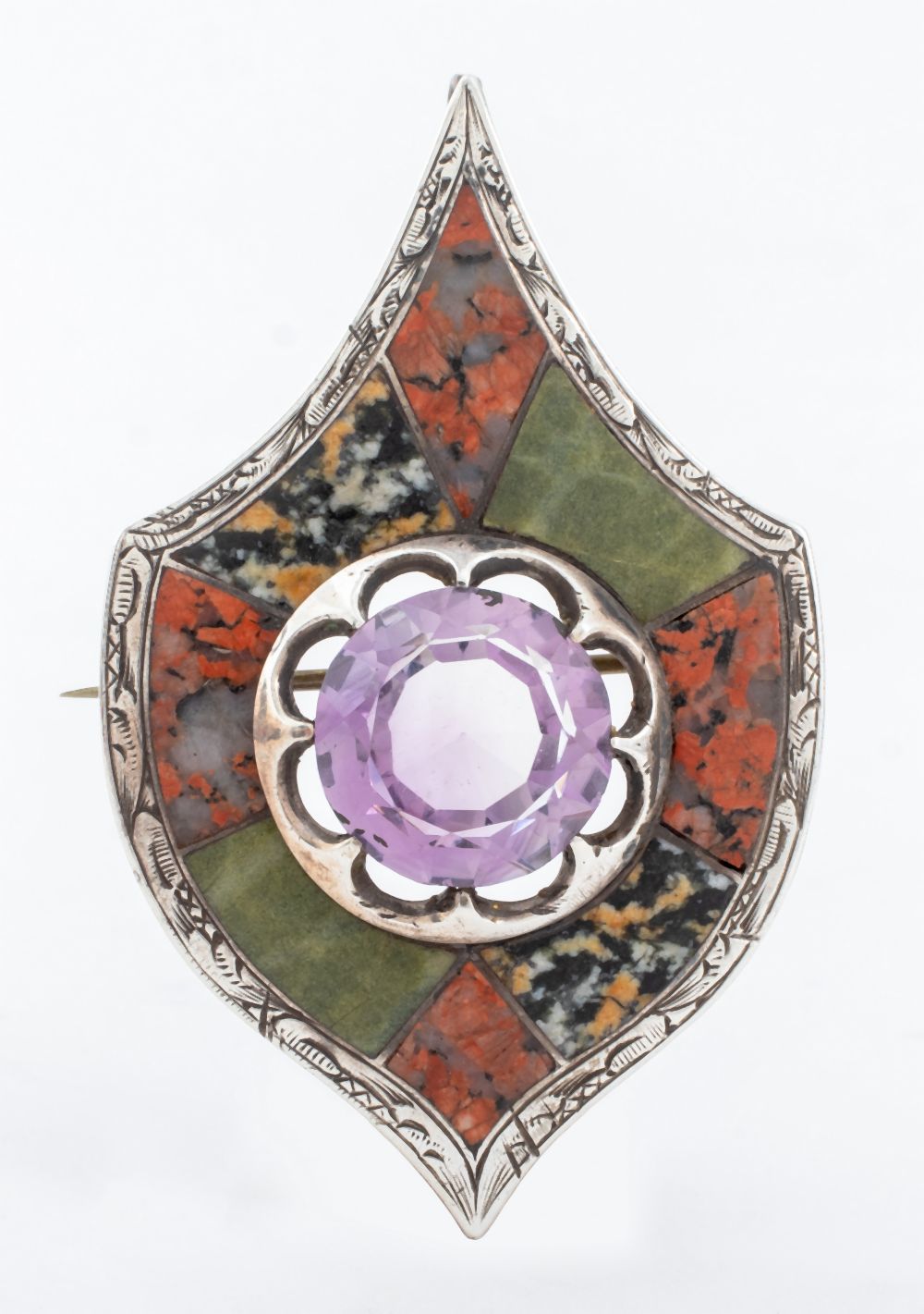 VICTORIAN SILVER AMETHYST & AGATE