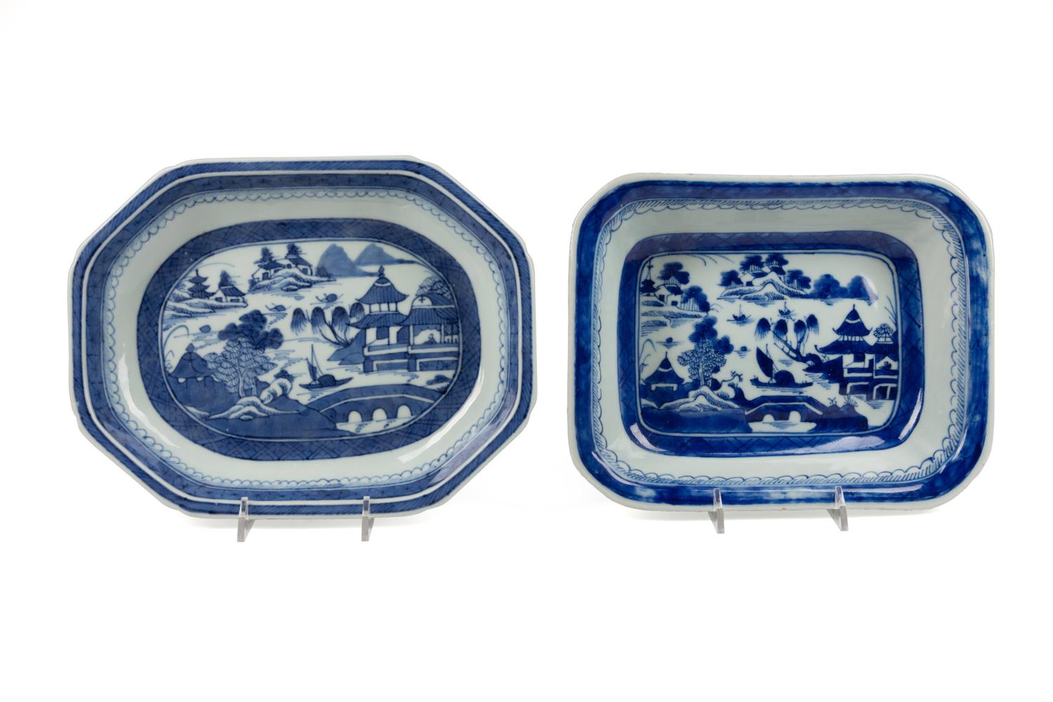 TWO CHINESE CANTON SERVING DISHES Two