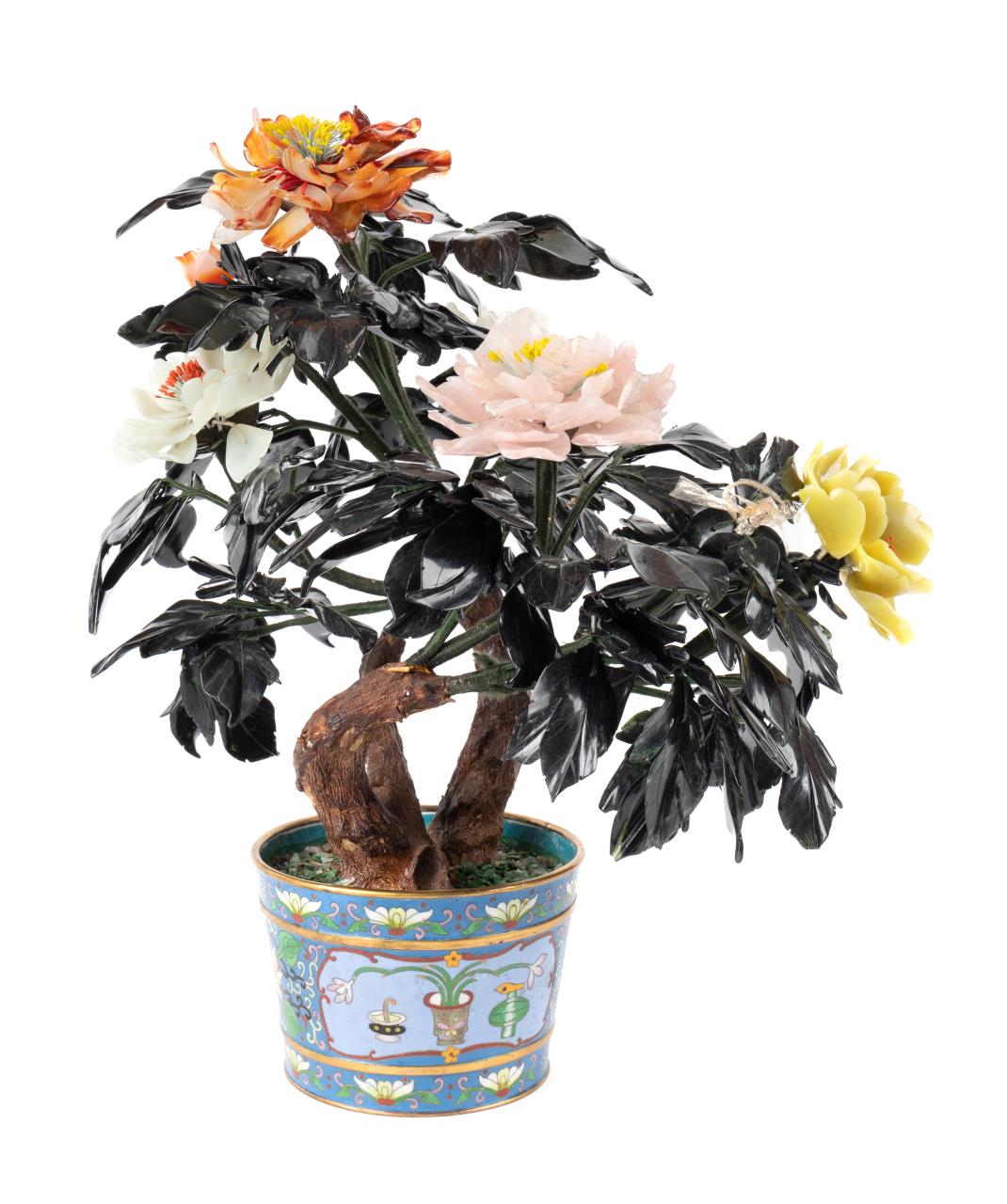 LARGE CHINESE JADE TREE WITH PEONIES 2f9bbb