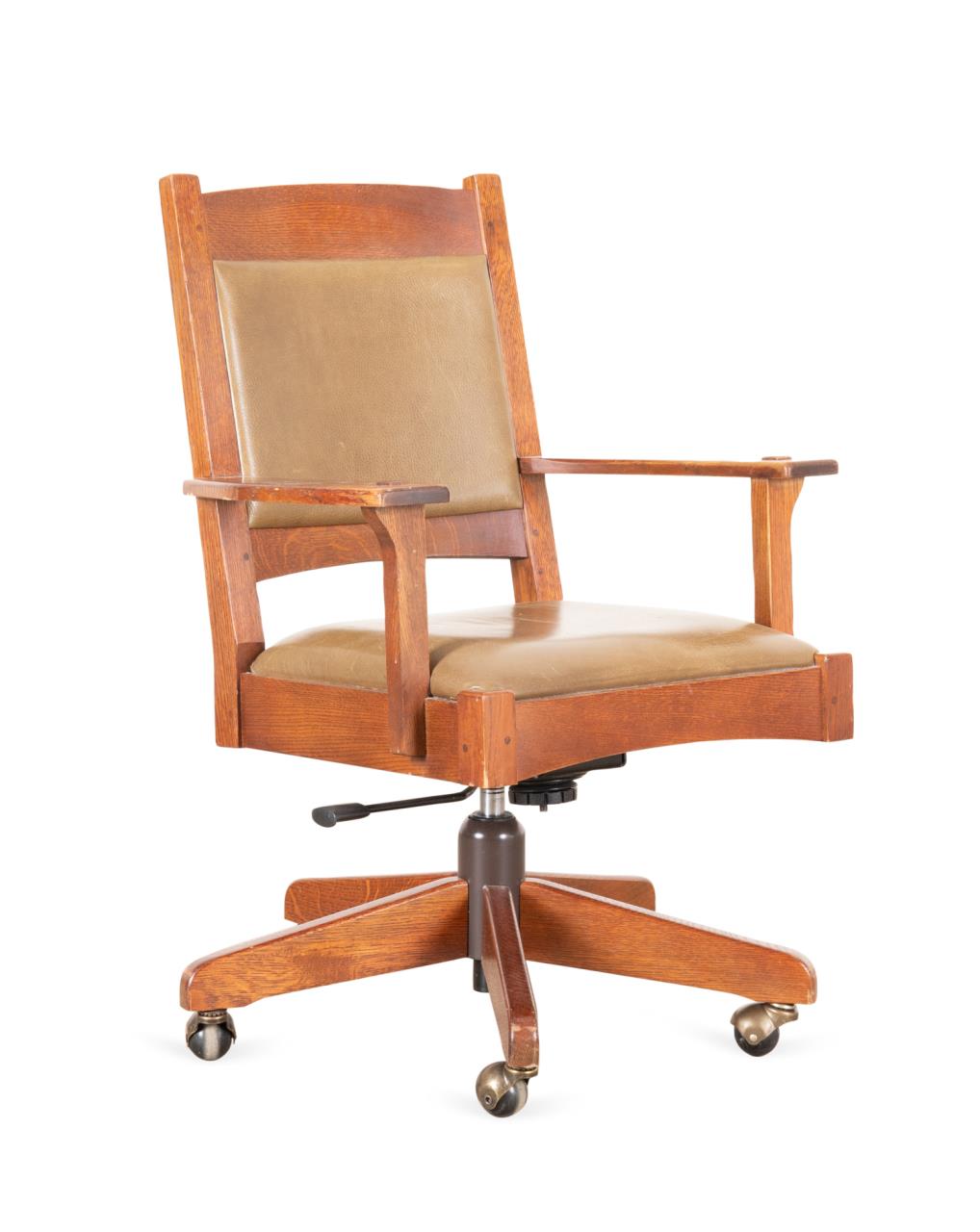 STICKLEY BROTHERS OAK AND LEATHER
