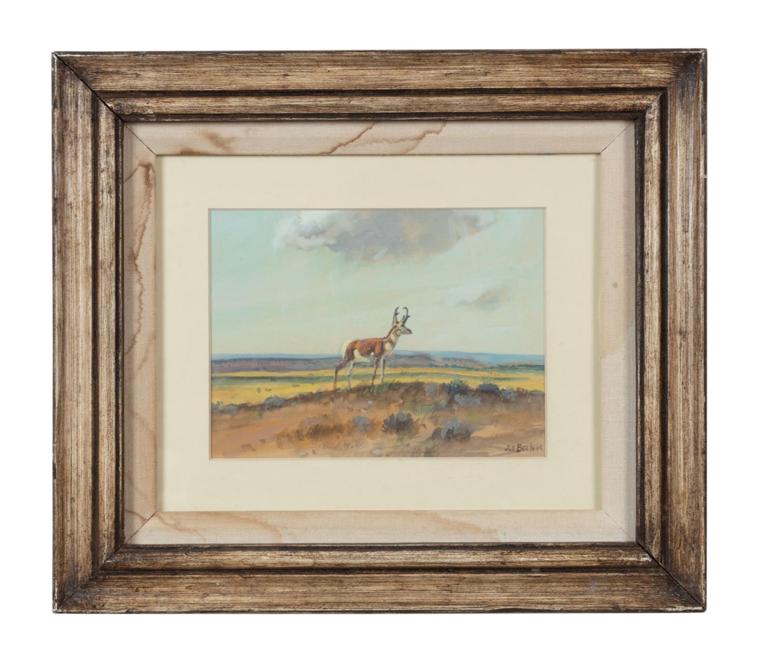 JOE BEELER HORNED DEER IN FIELD SMALL