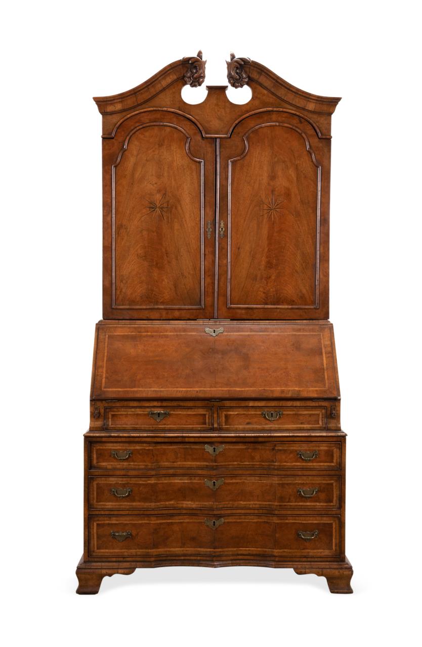 GEORGIAN STYLE BURL WALNUT SECRETARY 2f9c55