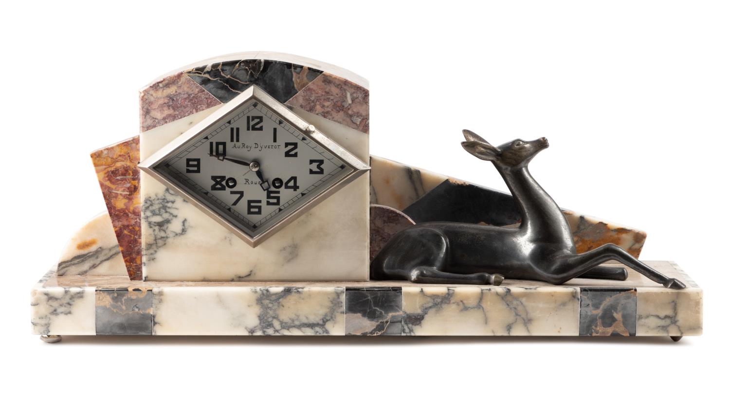 FRENCH ART DECO MIXED MARBLE DEER