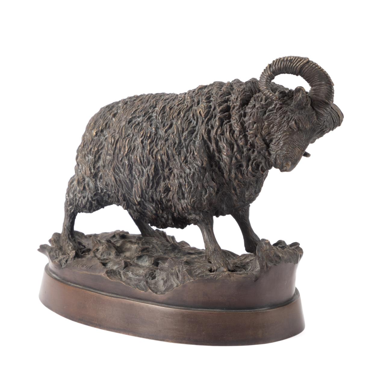 KAMIL, RAM, PATINATED BRONZE SCULPTURE