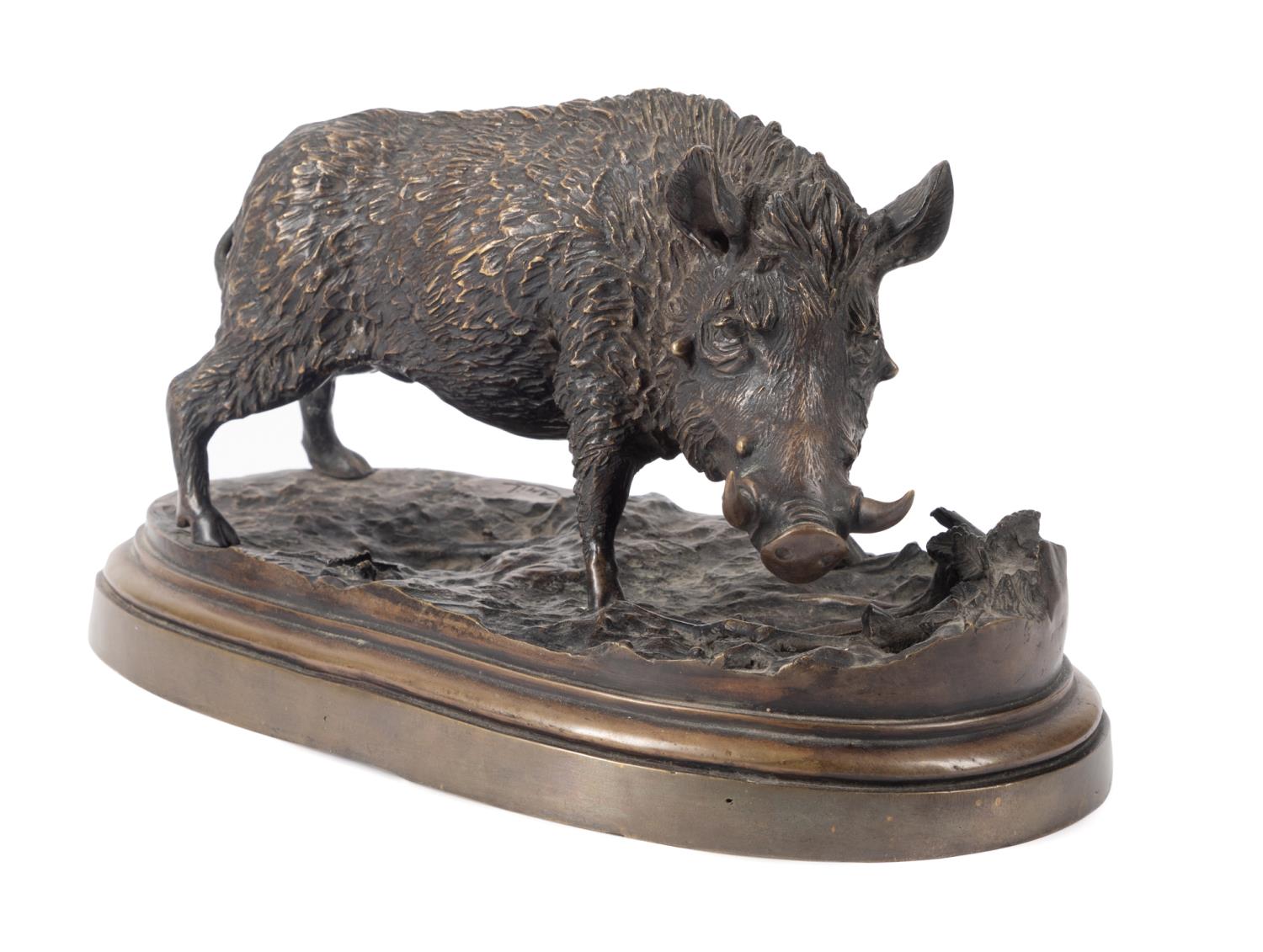 KAMIL, "WILD BOAR", PATINATED BRONZE