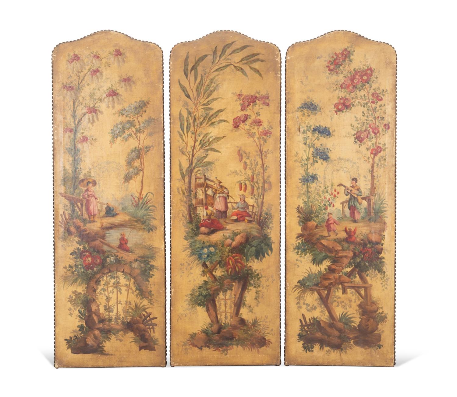 THREE CONTINENTAL PAINTED CHINOISERIE 2f9cc0