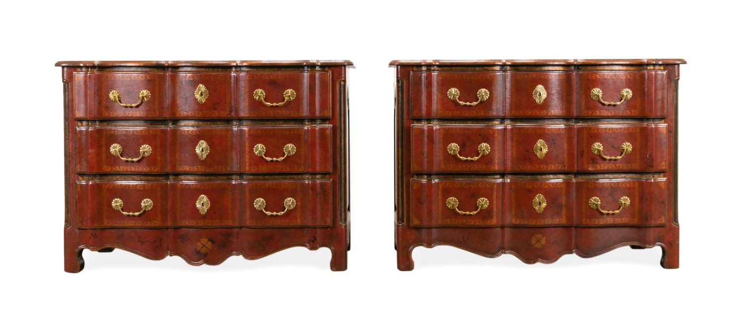 PAIR LOUIS XV STYLE TOOLED LEATHER 2f9cd4