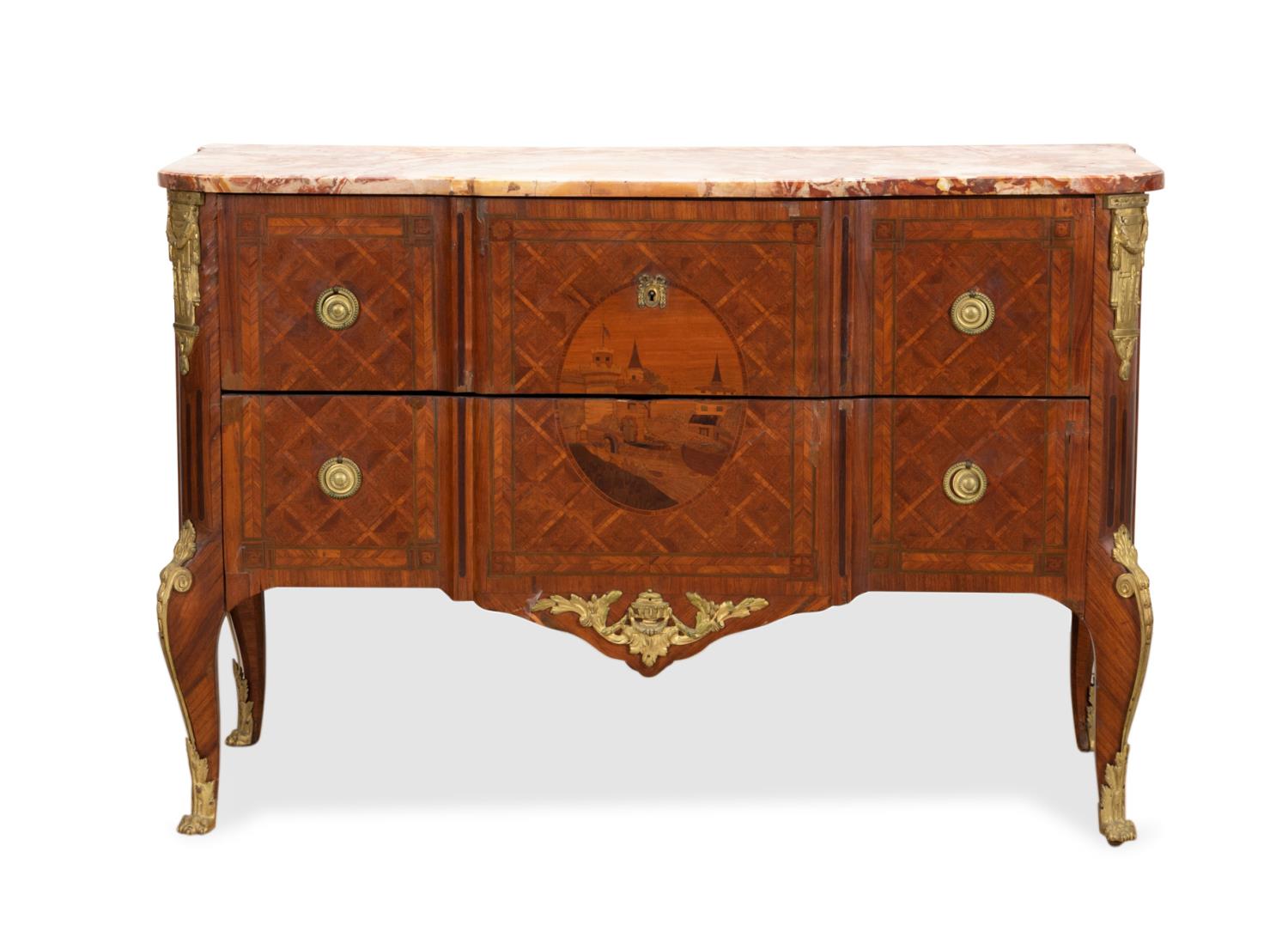 LOUIS XV STYLE MARBLE TOP MARQUETRY