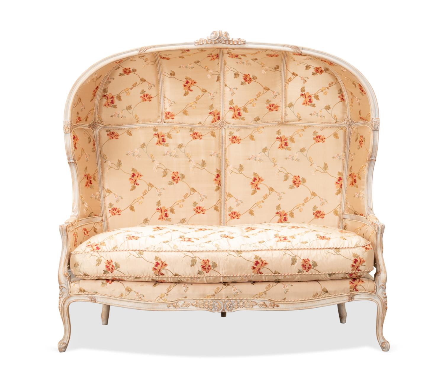 LOUIS XV STYLE SILK UPHOLSTERED