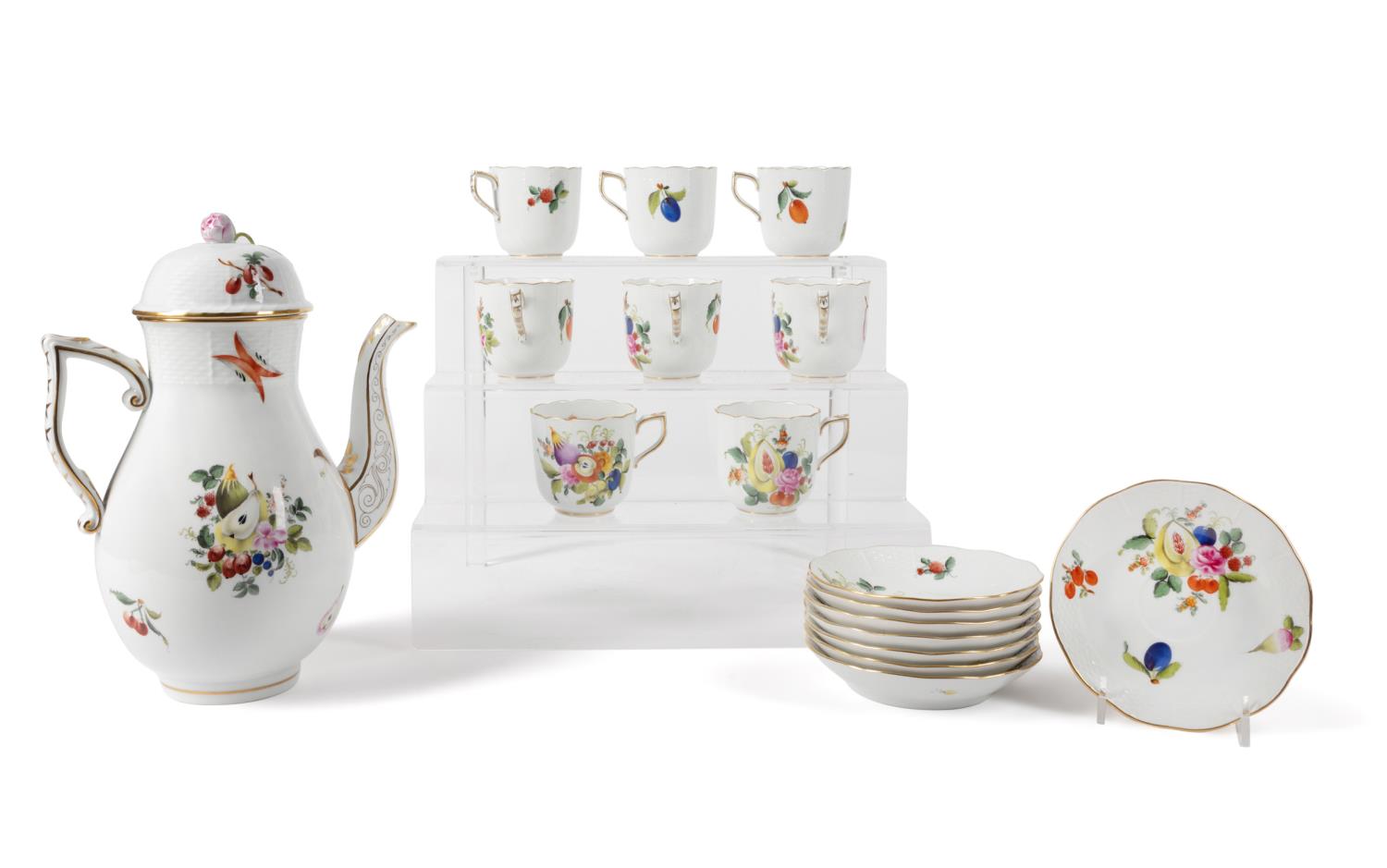 16 PC HEREND "FRUITS & FLOWERS"