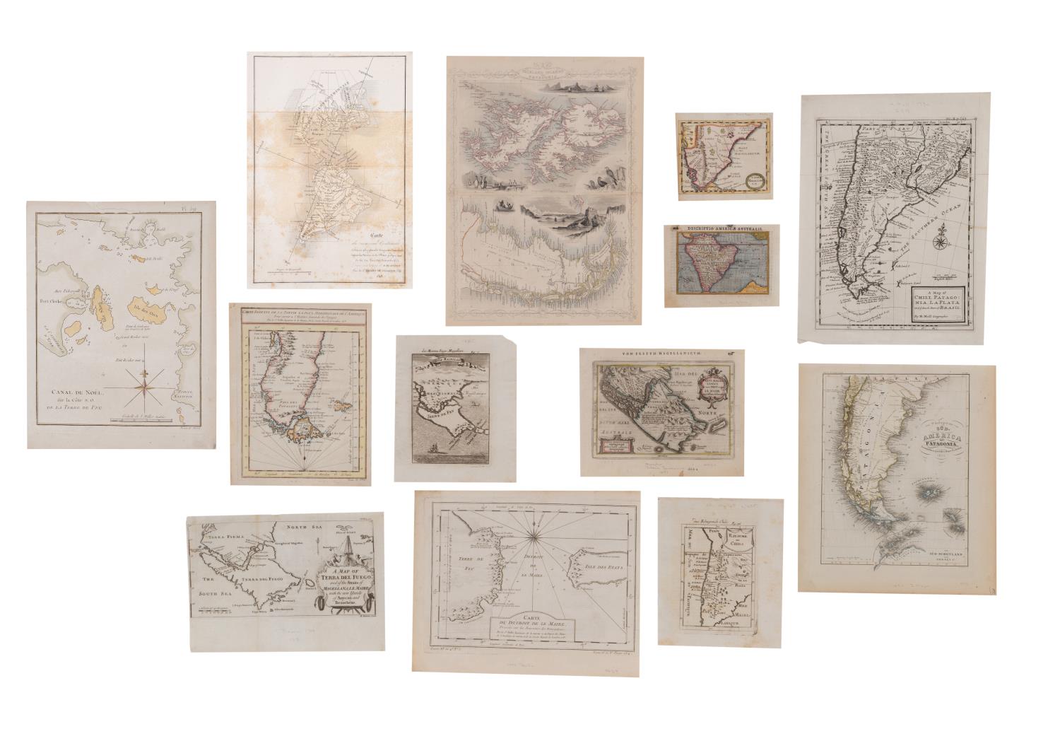 13PCS, SMALL MAPS FROM 1600S - 1800S
