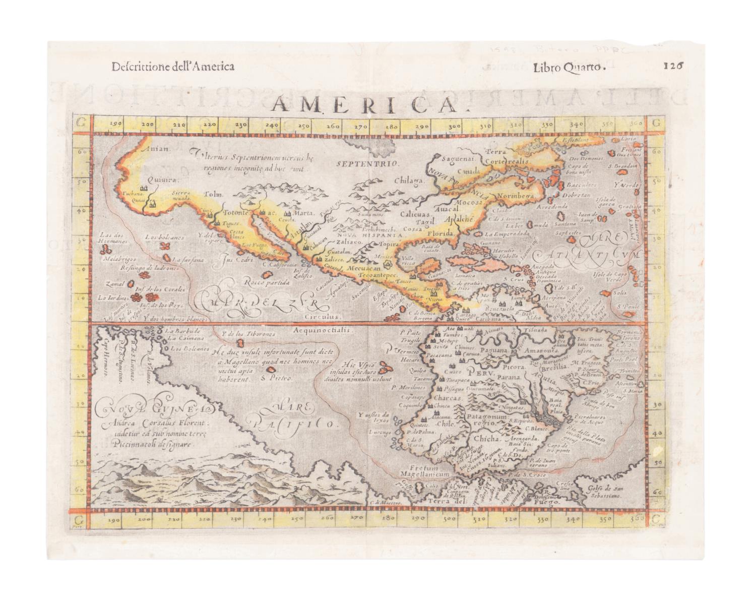 GIOVANNI BOTERO ENGRAVED MAP 'AMERICA",