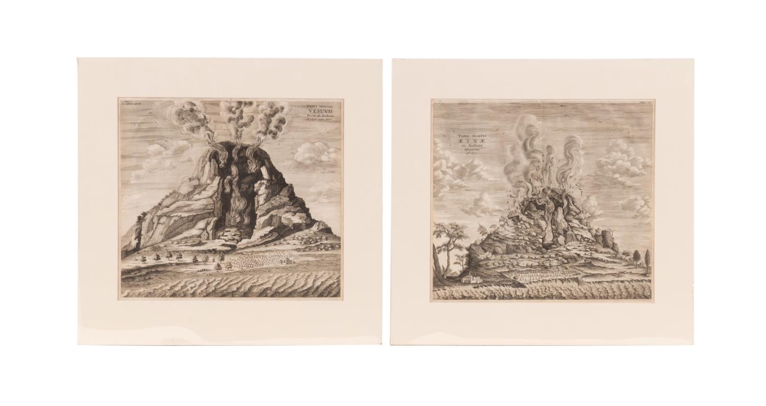 TWO COPPER ENGRAVINGS VESUVIUS