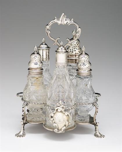 George III sterling silver five bottle