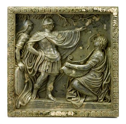 Carved bas relief green marble