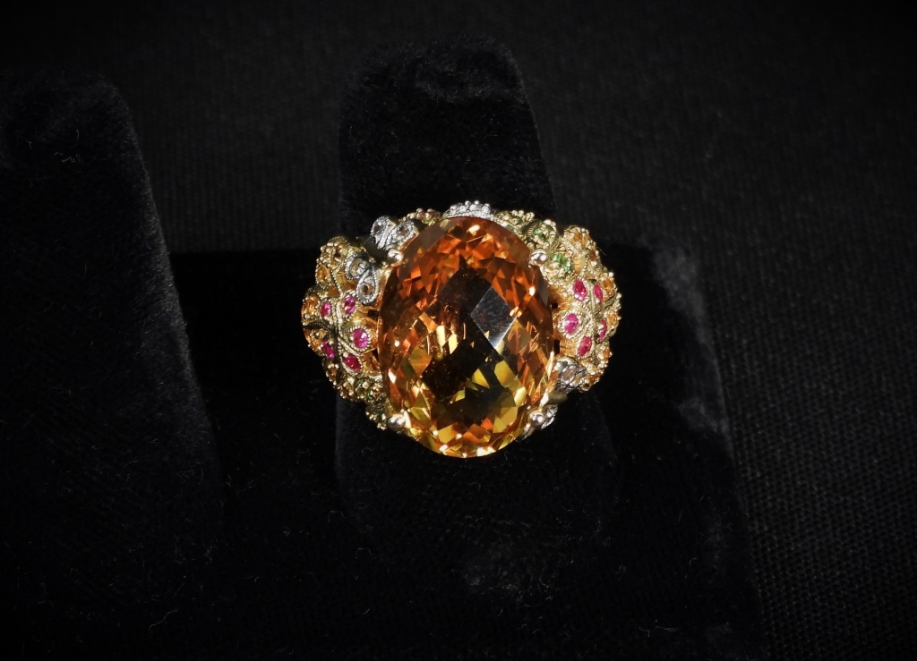 14K GOLD MULTI STONE ESTATE RING 2f9e5a