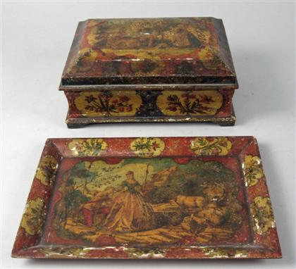 Venetian painted box and tray  4c30c