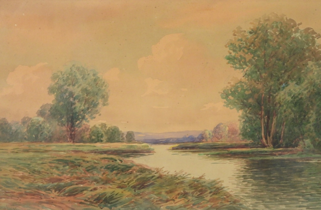 T BAILEY RIVER LANDSCAPE WC PAINTING 2f9eb6