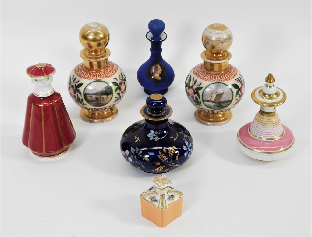 7PC EUROPEAN PORCELAIN PERFUME BOTTLES