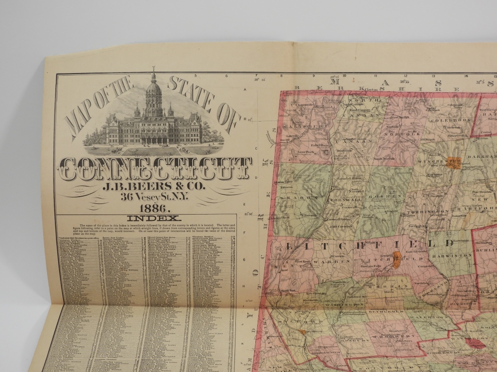 1886 J B BEERS CO MAP OF CONNECTICUT 2f9f52