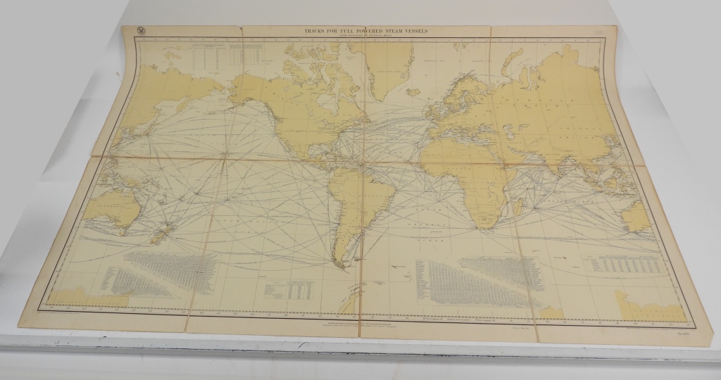 1891 NAUTICAL STEAMSHIP ROUTE MAP 2f9f6f