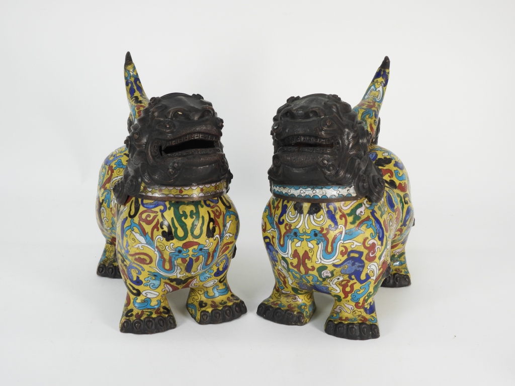 PR CHINESE CLOISONNE FOO LION JARS 2fa012