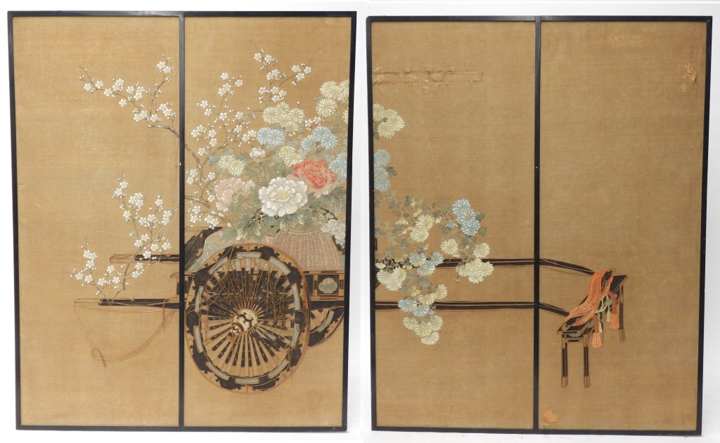 2PC JAPANESE EMBROIDERED SCREEN 2fa023