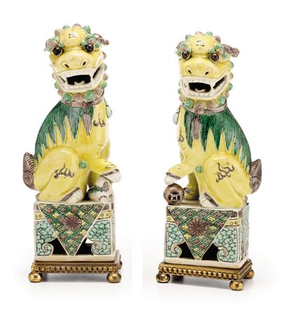 Pair of Chinese gilt bronze mounted